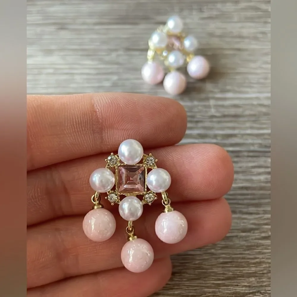 Bohemian pink stud earrings  A46